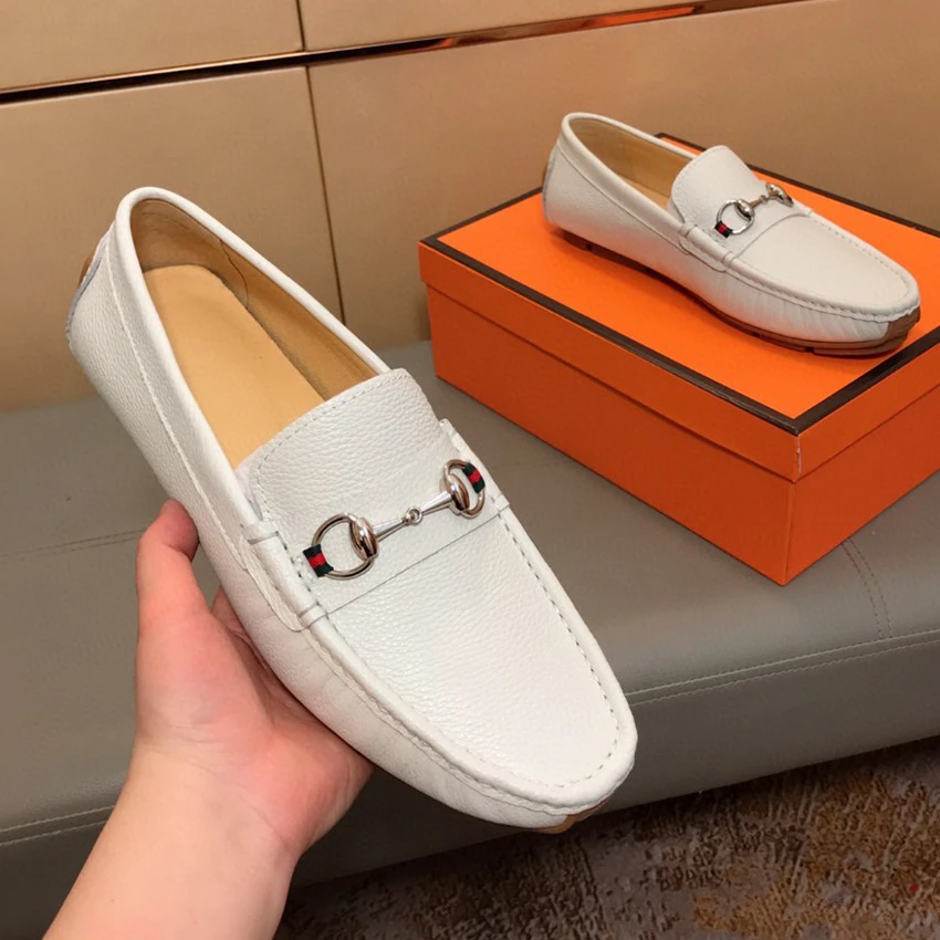 轻奢高端手工豆豆鞋夏季休闲皮鞋真皮透气时尚百搭舒适潮流男鞋