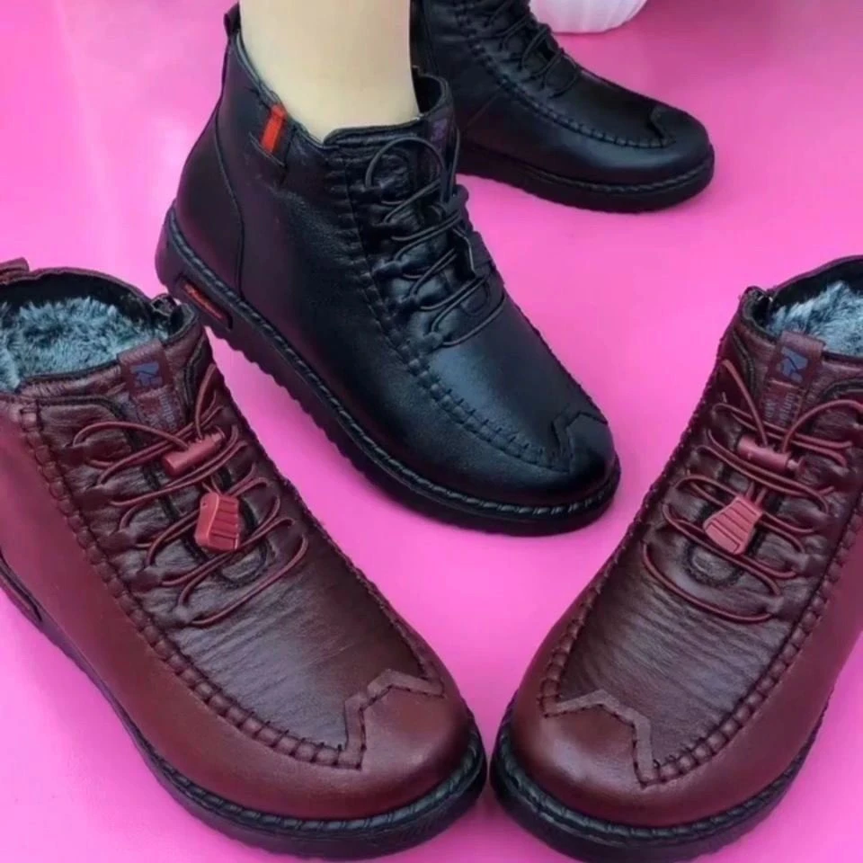 冬季加厚保暖中老年妈妈运动鞋老北京布鞋女棉鞋平底防滑雪地棉靴