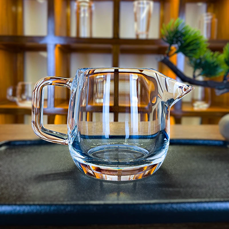 安享生活原矿水晶杯公道杯耐热带把手分茶器高档茶具泡茶水杯子