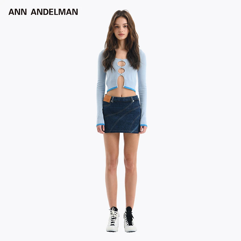 ANN ANDELMAN毛织开衫女士开衫时尚毛衣外套修身长袖短款针织外套