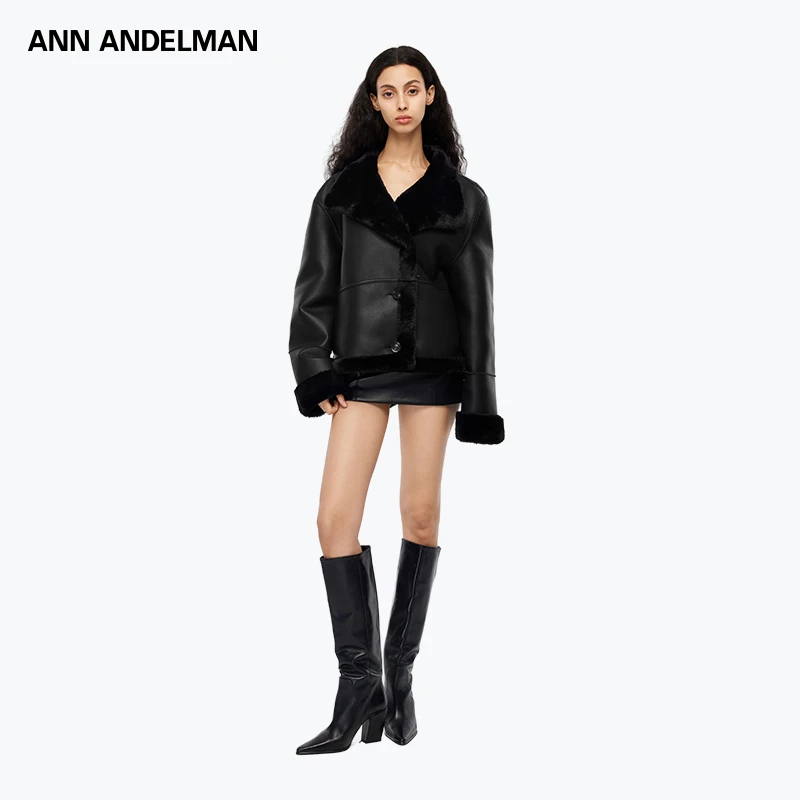 ANN ANDELMAN羊毛一体皮夹克