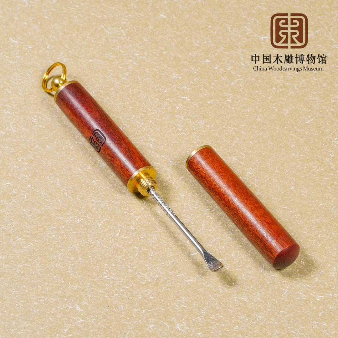 【中国木雕博物馆】缅甸黄花梨挖耳勺工艺 手把件日用品文创