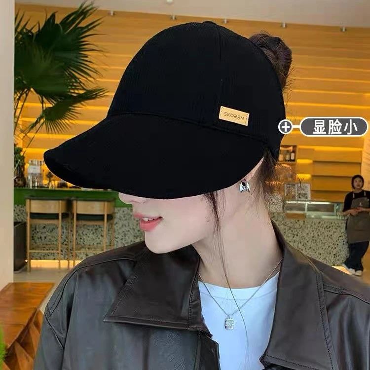 可扎马尾鸭舌帽子女秋冬季赵露思同款大头围显脸小棒球帽