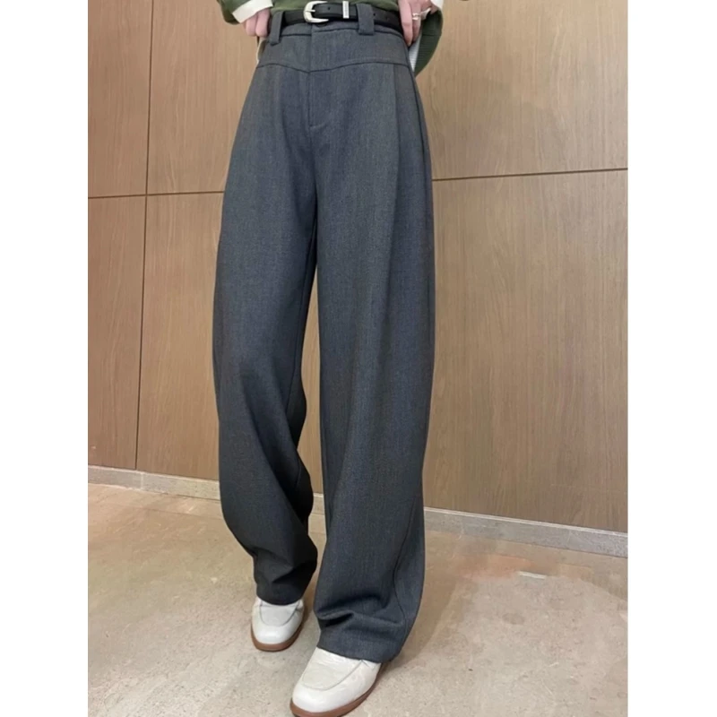 欧货高级感极简风垂感西装裤女2025春夏宽松显瘦直筒裤休闲阔腿裤