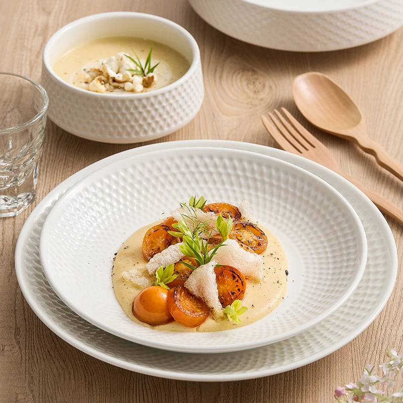 小蛮腰单品碗碟家用盘子菜盘简约白色碗具汤碗饭碗筷高颜值餐具