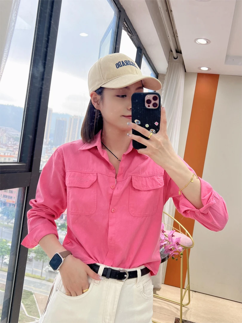 【短款小版】长袖衬衣气质显瘦春夏简约衬衣百搭纯色休闲衬衫上衣