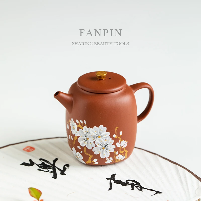 樊品紫砂雏菊四方小茶壶手工单个功夫茶具中式手工家用泡茶壶礼盒