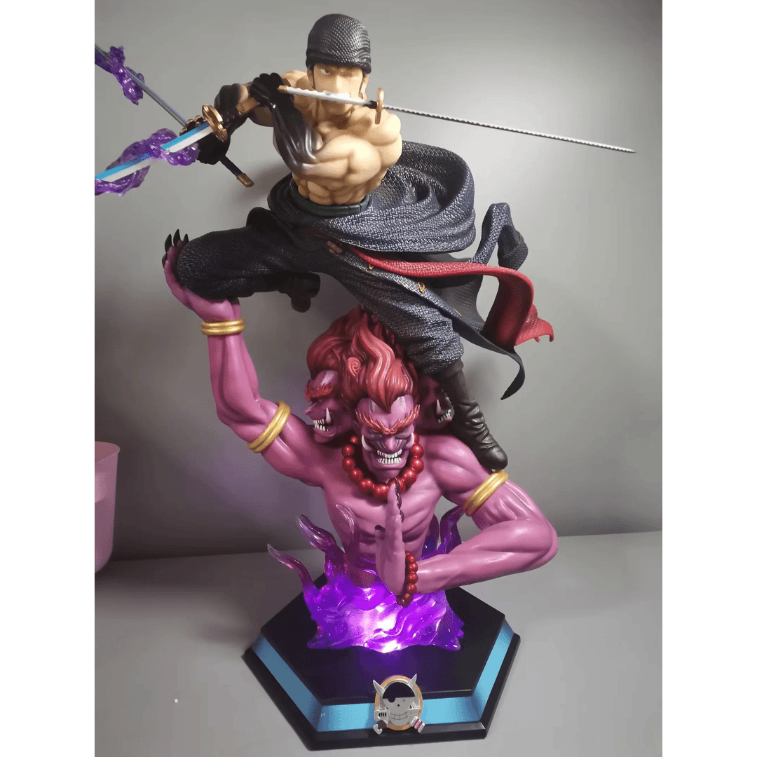 半米发光海贼王GK三刀流炼狱阿修罗索隆双头雕可发光模型盒装手办