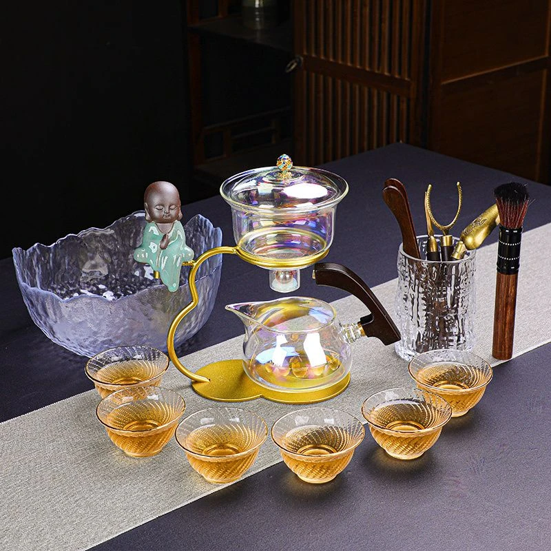 网红玻璃懒人磁吸泡茶器自动泡茶具家用功夫茶杯盖碗泡茶壶创意