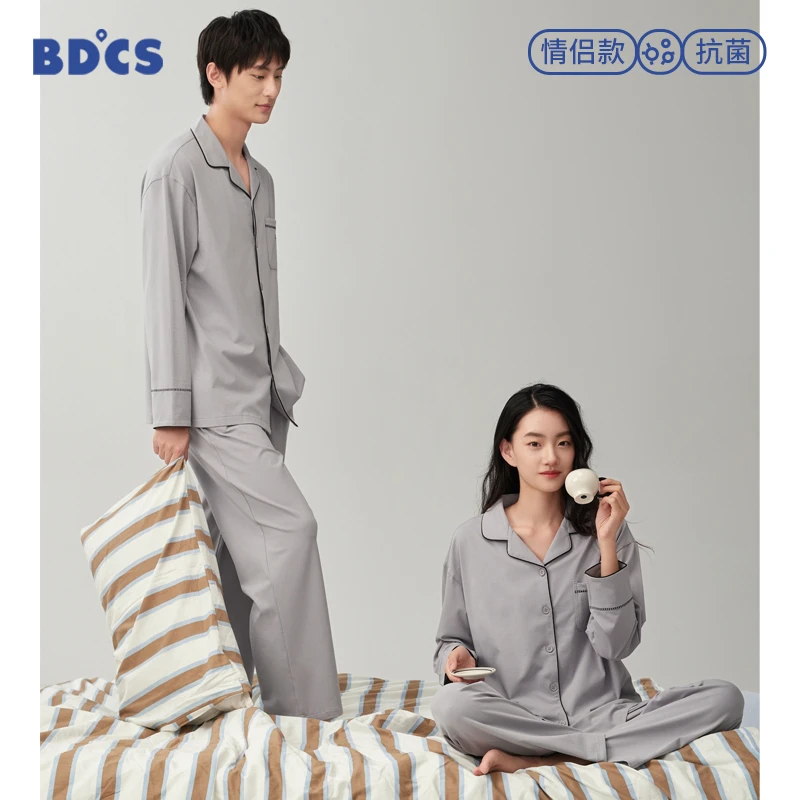 情侣睡衣春秋季女款纯棉长袖简约高级感男士可外穿情侣家居服套装