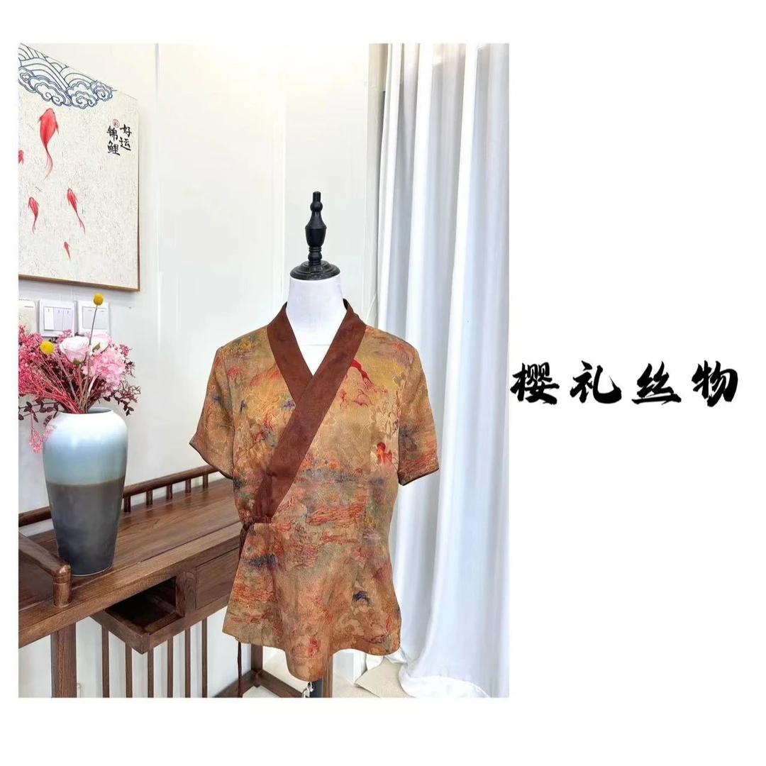 【樱礼丝物】国风中式桑蚕丝香云纱汉服款上衣