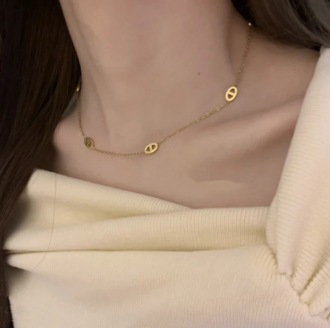 钛钢项链 051不掉色猪鼻子项链轻奢高级感锁骨链个性时尚颈链