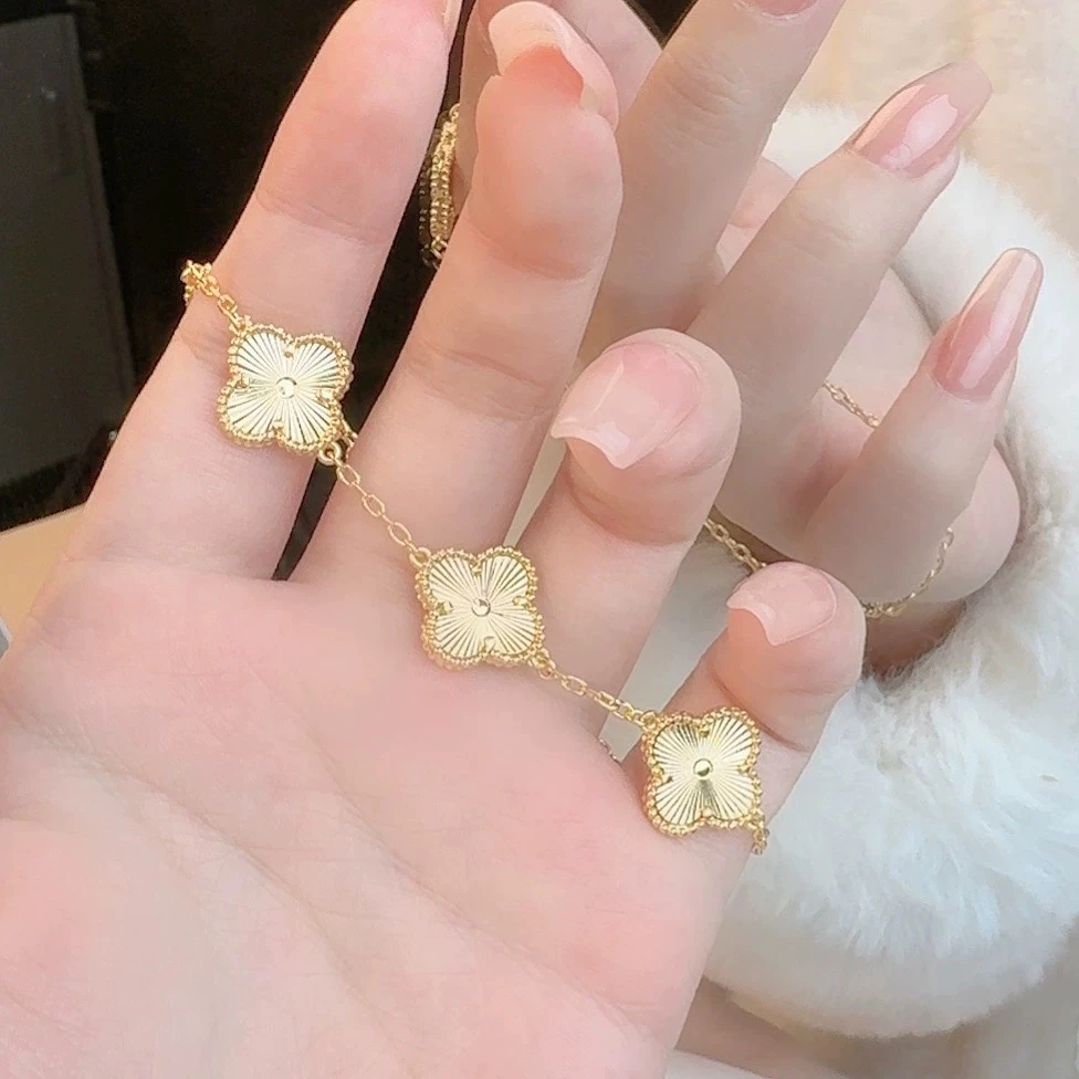 钛钢手链 531 时尚镭射小草草手链女2024年新款高级设计五花手链