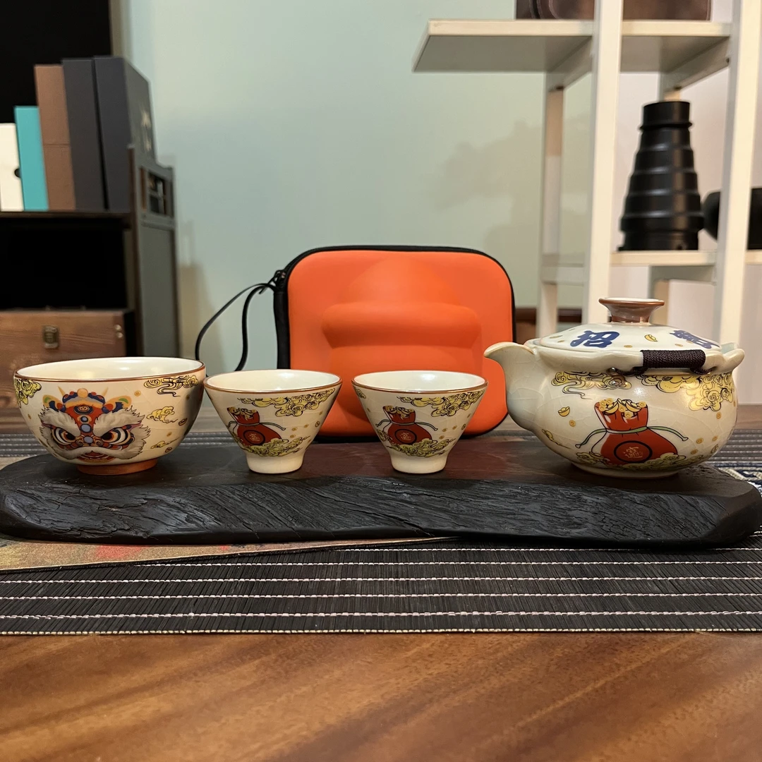 C257春节送礼米黄汝窑手抓高档开片可养汝瓷手抓壶防烫家用泡茶