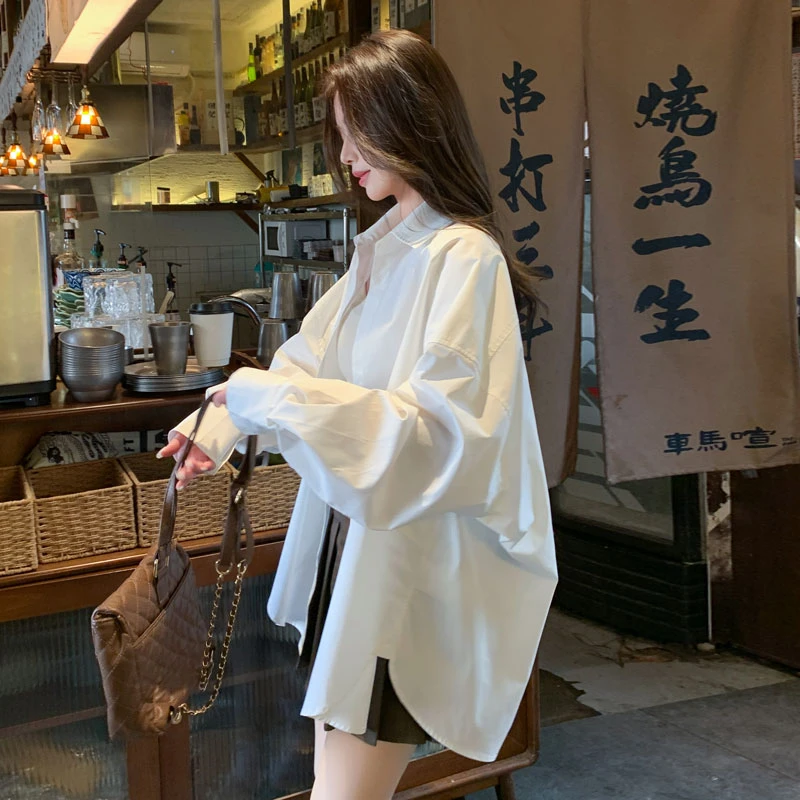 白色衬衫女夏季新款2025韩版高级感气质休闲宽松小个子学生短上衣