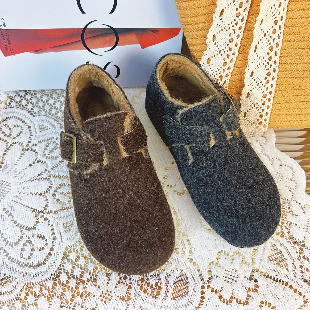 【墨兰家】加绒勃肯鞋女软底休闲单鞋秋冬新款百搭时尚韩版外穿