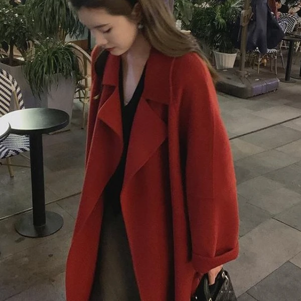 西西里长款羊毛大衣外套气质女士