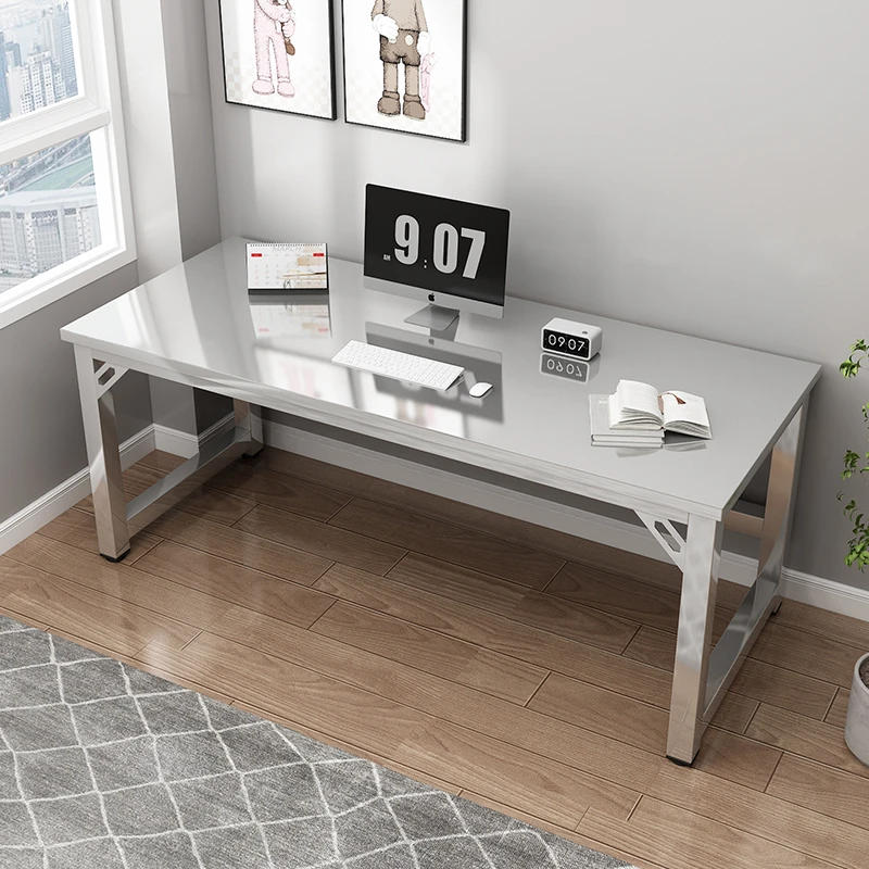 岚之岚不锈钢方形电脑桌落地简易双人家用电脑台出租房卧室台式桌