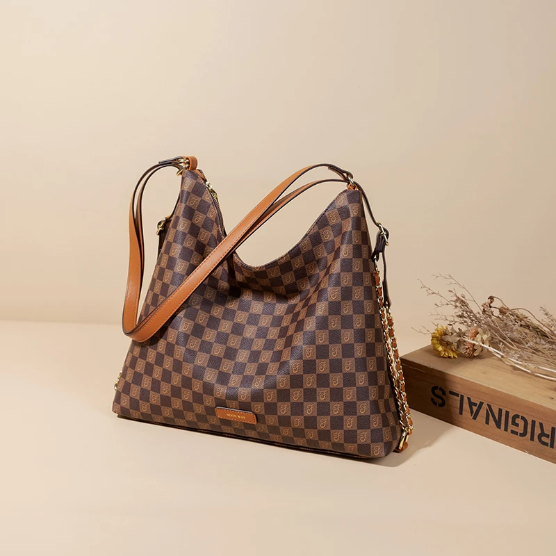 时尚休闲小众女士百搭格子经典单肩斜挎肩包棋盘格潮流轻奢腋下