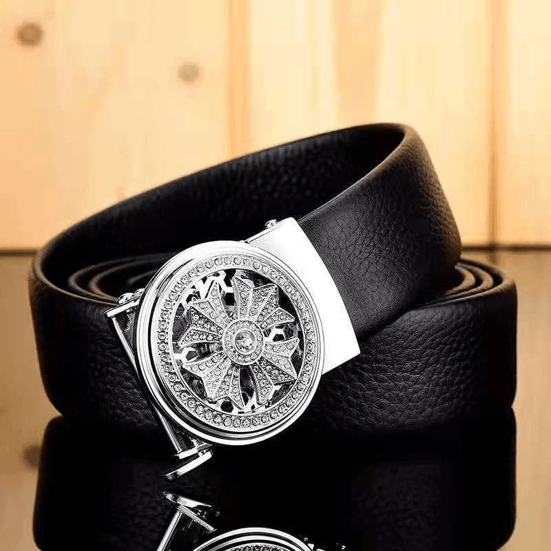 自动扣腰带皮带皮带男士休闲皮带潮流时来运转礼盒装高档男士真皮