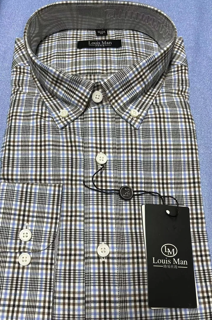 男士长袖衬衫加厚冬季休闲时尚纯棉免烫百搭格纹