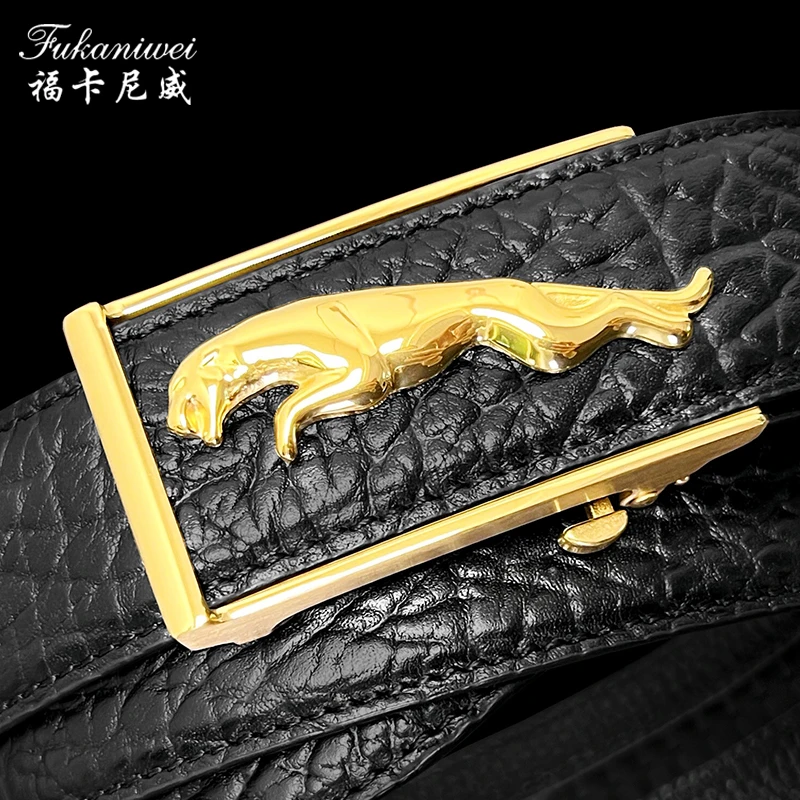 真皮头层牛皮不锈钢自动扣高档正品野牛皮中青年商务正装裤腰带潮