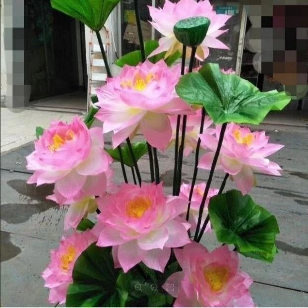 仿真荷花荷叶莲花高档新款摆件睡莲假花绢花客厅落地舞蹈大荷花王
