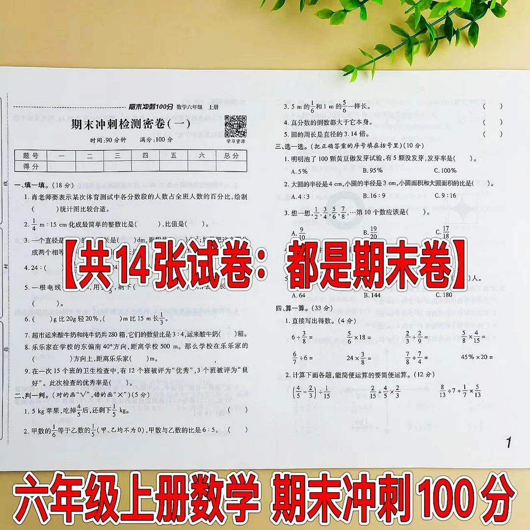 期末冲刺卷六年级上册数学期末冲刺100分测试卷人教版期末复习卷
