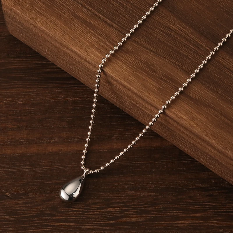 饰本家 坠链均925银 925银水滴意大利圆车花珠小众设计链子项链