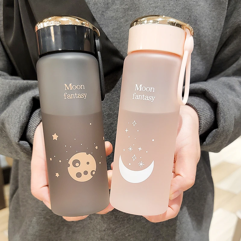 韩版可爱清新磨砂星空塑料杯女学生运动男情侣创意便携随手水杯子