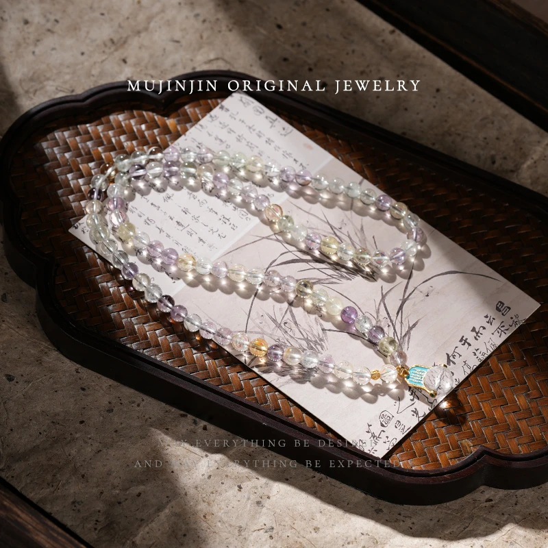 【木槿槿】天然6m多宝水晶手链女款送女朋友礼物手饰品手串YCC1245