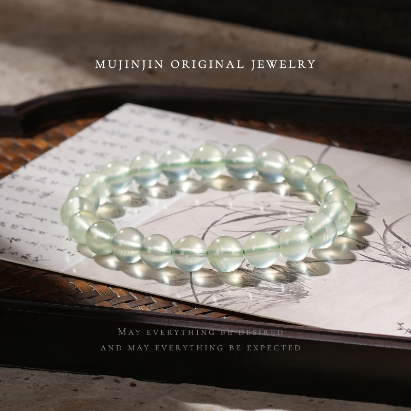 【木槿槿】天然葡萄石手串女款串珠手链时尚饰品小众单圈气质手饰品