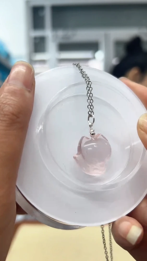 【闪购商品】水晶颈饰未镶嵌KQ1313粉晶九尾狐吊坠