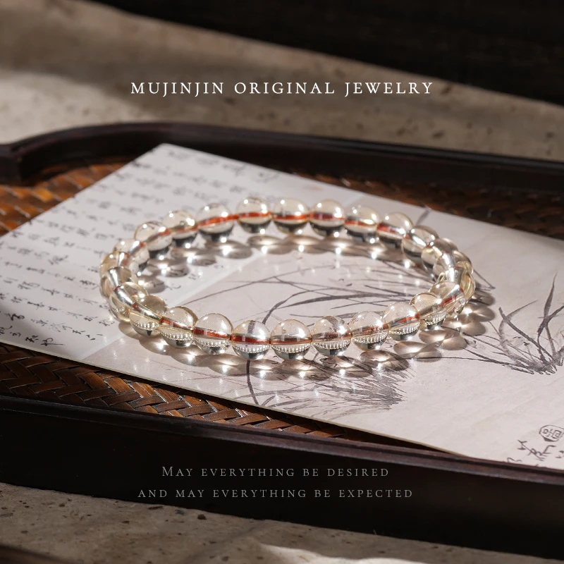 【木槿槿】天然黄水晶7mm+闺蜜手链女款时尚轻奢首饰串珠手串CC1019