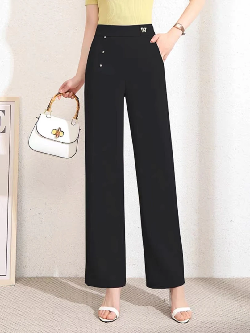 时尚气质高腰显瘦直筒阔腿裤【裤长97公分】3286#【27-2】