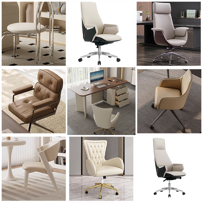 奶油风简约家用书桌椅子办公电脑椅升降旋转座椅接待咨询靠背椅子