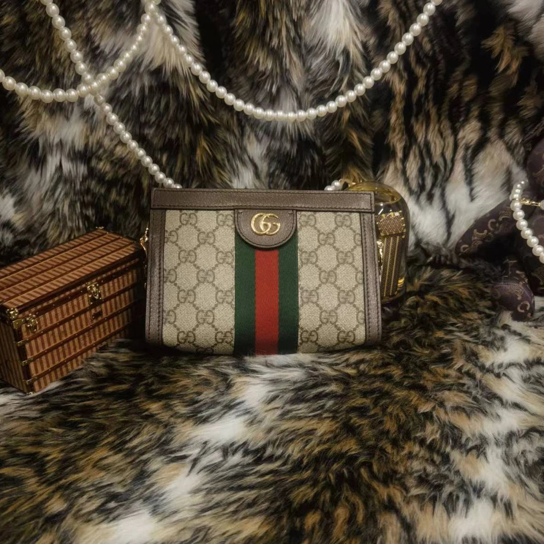 95新 GUCCI/古驰 茉上/mini老花夹子包