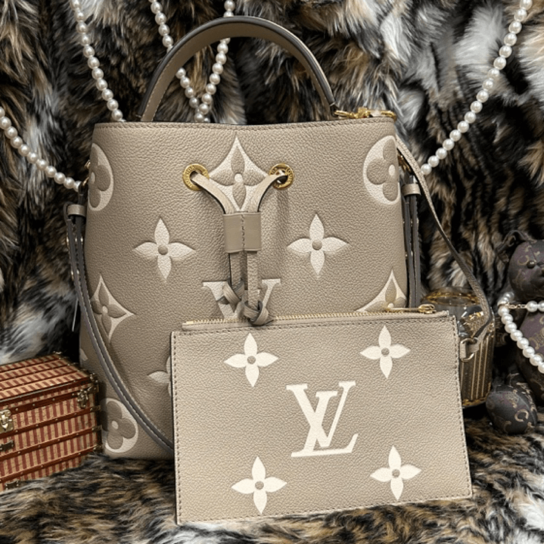 99新 LouisVuitton/路易威登 茉上/新款大象灰全皮水桶包