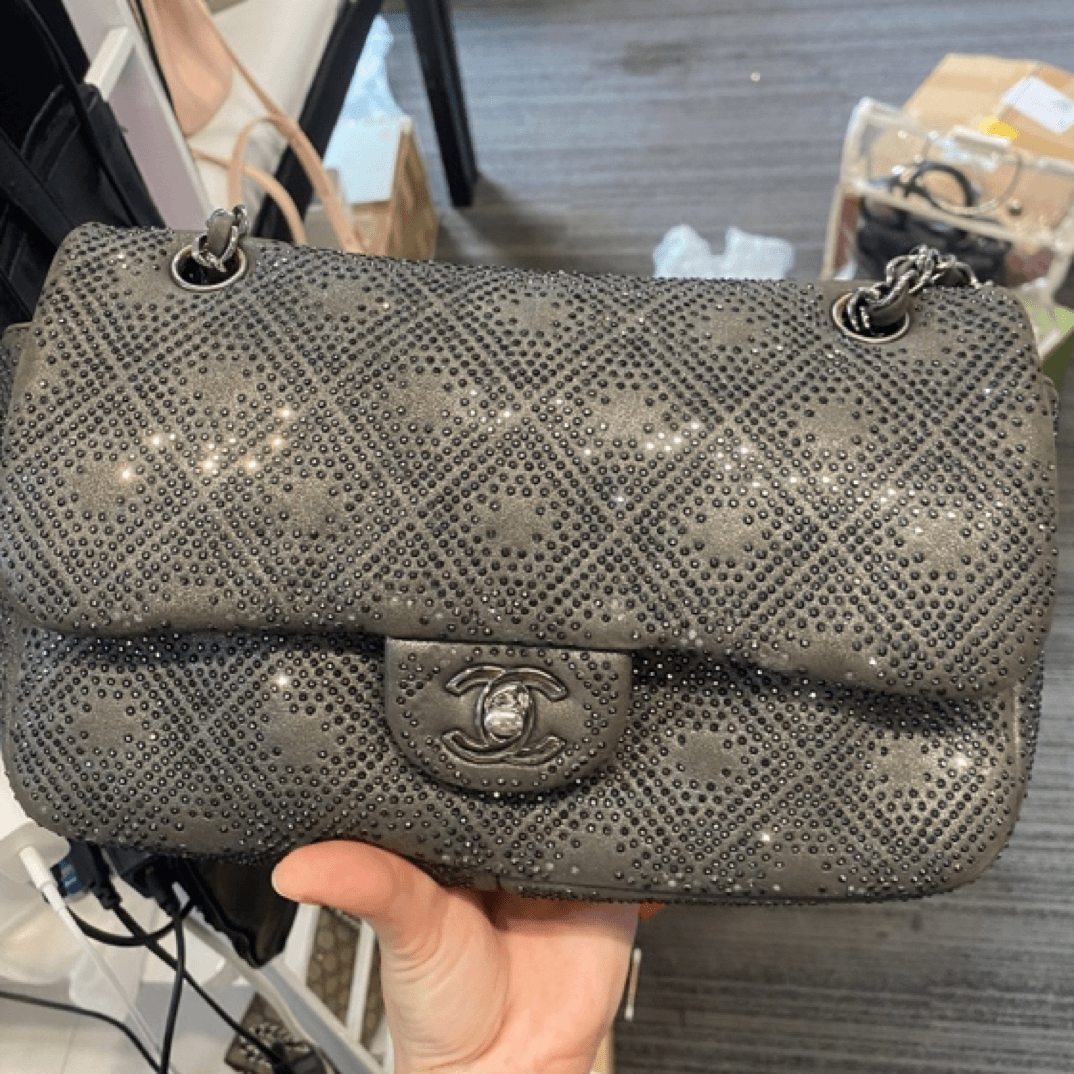 95新 Chanel/香奈儿 茉上/灰色限定款cf 链条包