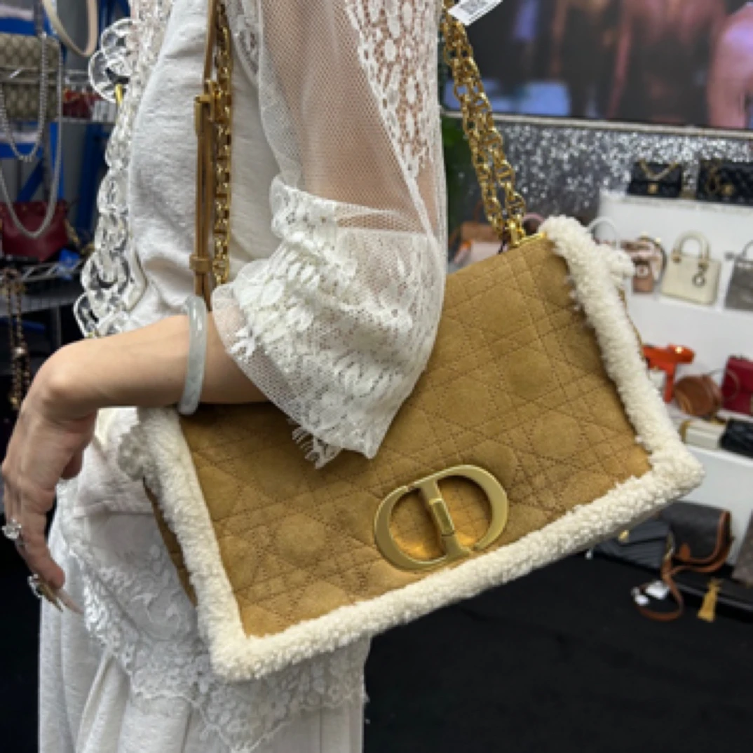 95新 DIOR/迪奥 茉上/大号毛呢caro