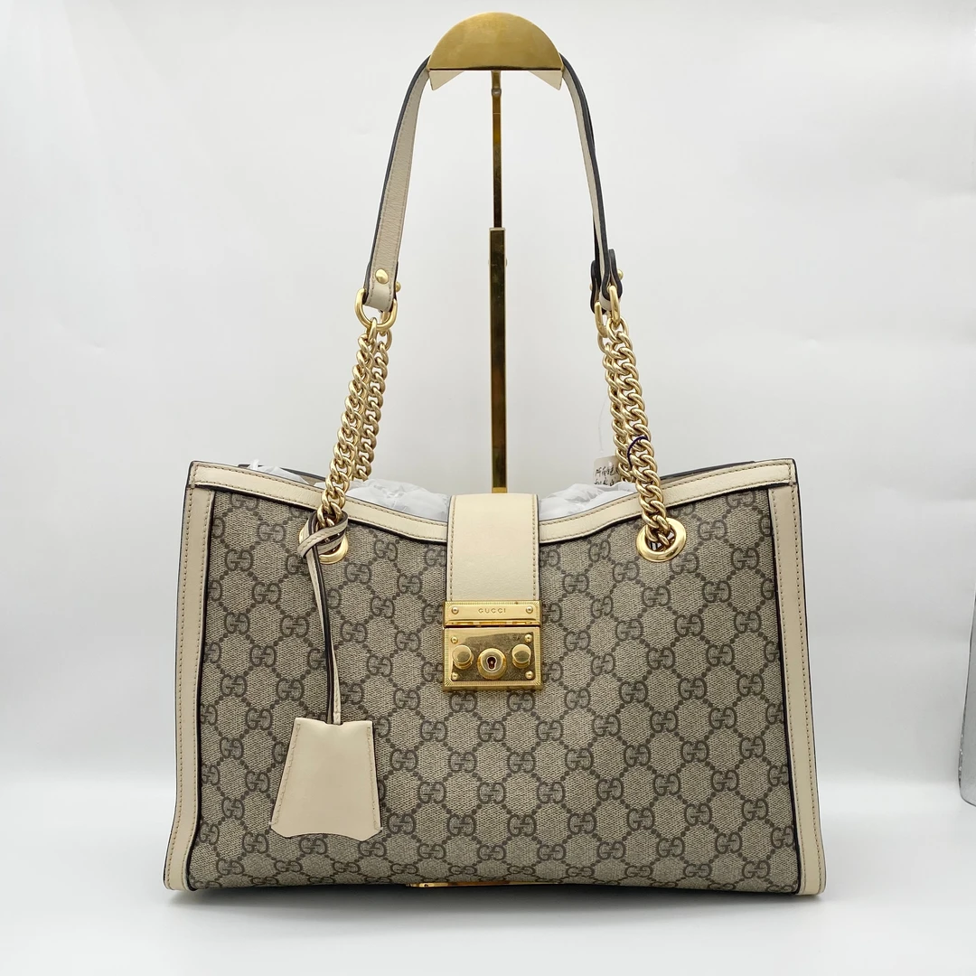 95新 GUCCI/古驰 茉上/中号白色padlock 单肩包