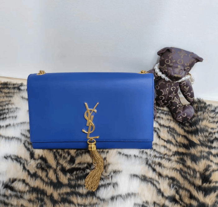 95新 YSL/圣罗兰 茉上/蓝色流苏kate 链条包