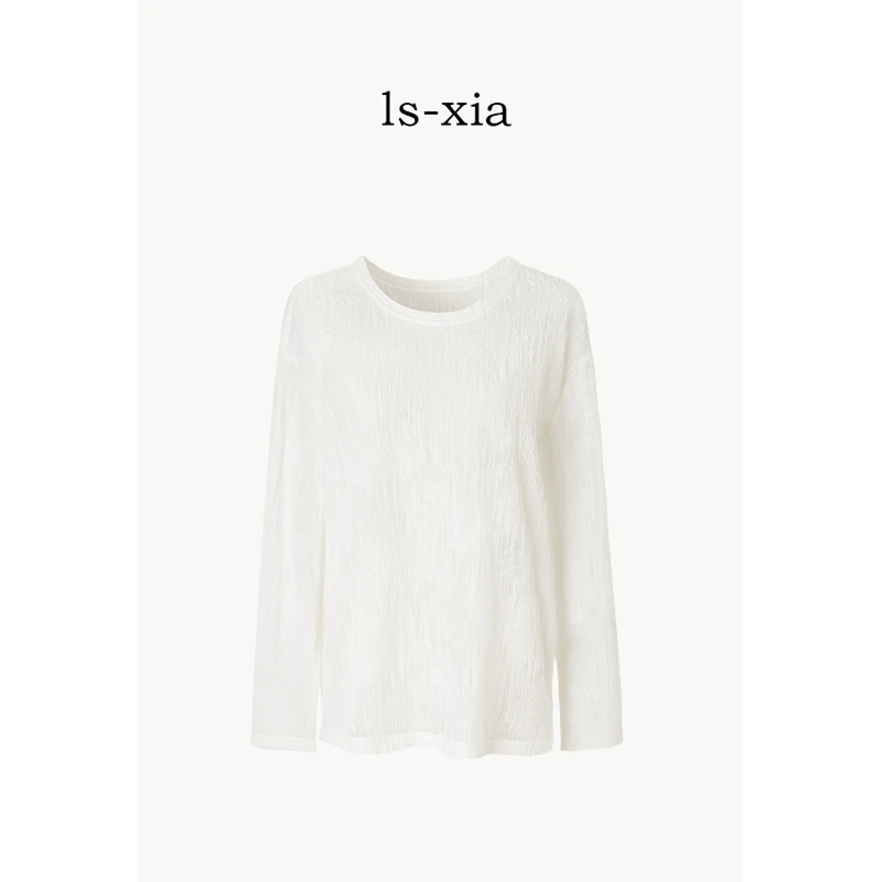 【月影】超柔软！满面提花幻光感 长袖简约圆领T恤百搭纯色 24CY071