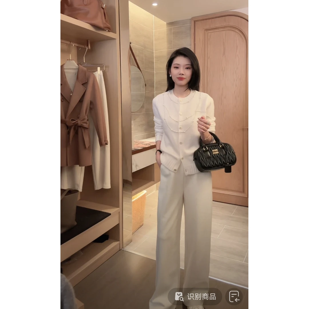 【简禾】100%羊毛衫·时尚法式重工钉珠链条气质针织衫显瘦保暖