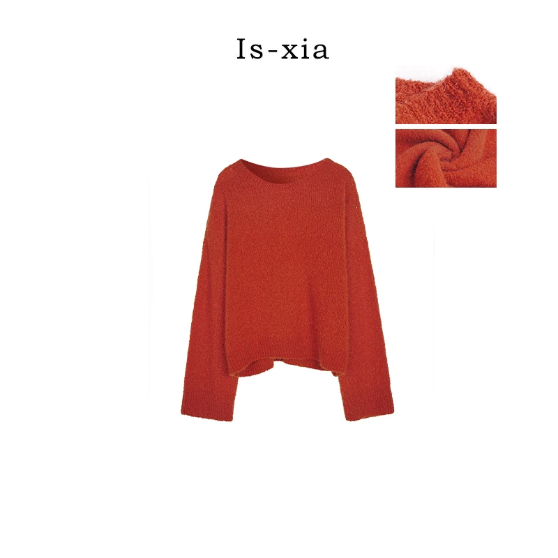 【海棠锦时】复古洋红！巨美色系马海毛羊毛毛衫时尚百搭红色圆领冬