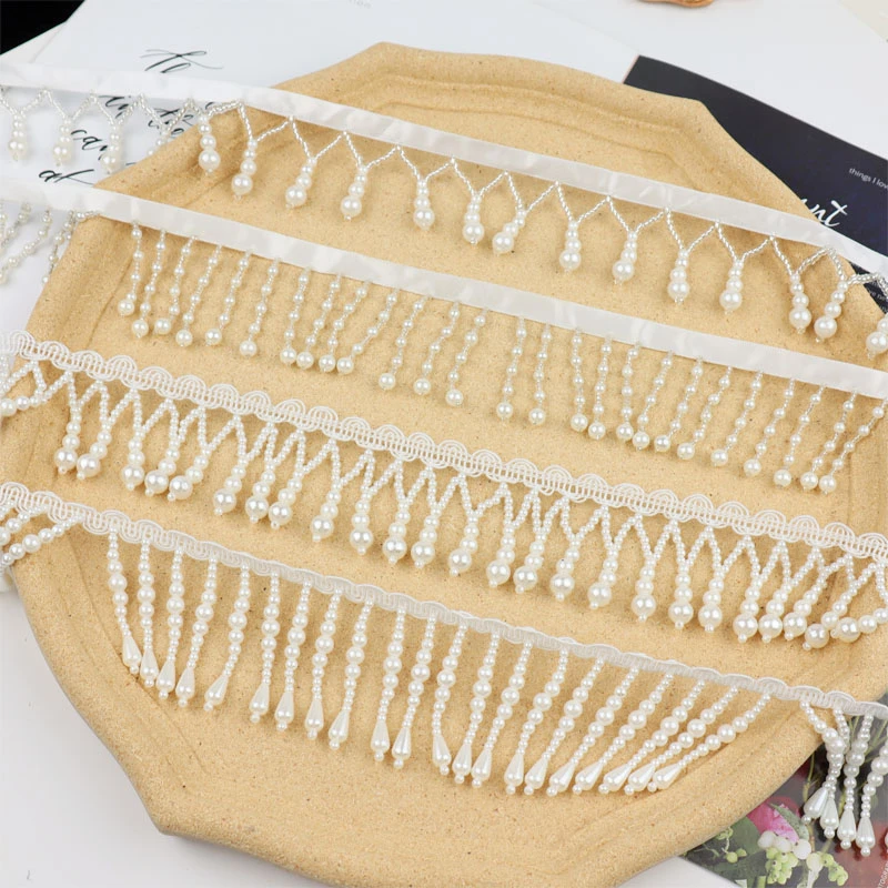 手工钉珠花边衣服配饰辅料仿珍珠花边吊坠珍珠织带学士帽diy配件