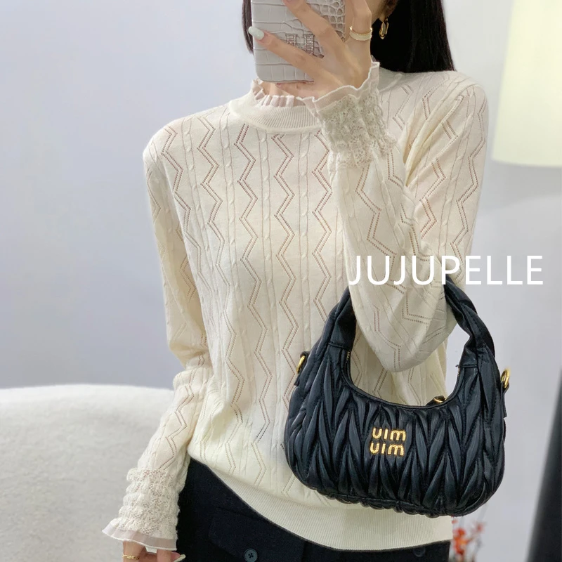 桑蚕丝+绵羊毛~~打底衫！秋季新款百搭半高领毛衣针织衫女宽松显瘦