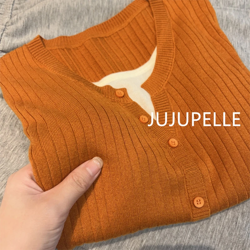 2024秋季新款气质百搭拼色假两件毛衣针织衫女宽松显瘦减龄打底衫