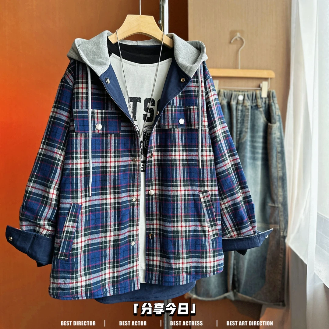 【现货】4Q162中大童格子长袖外套男童衬衫两面穿春秋洋气儿童衬衣