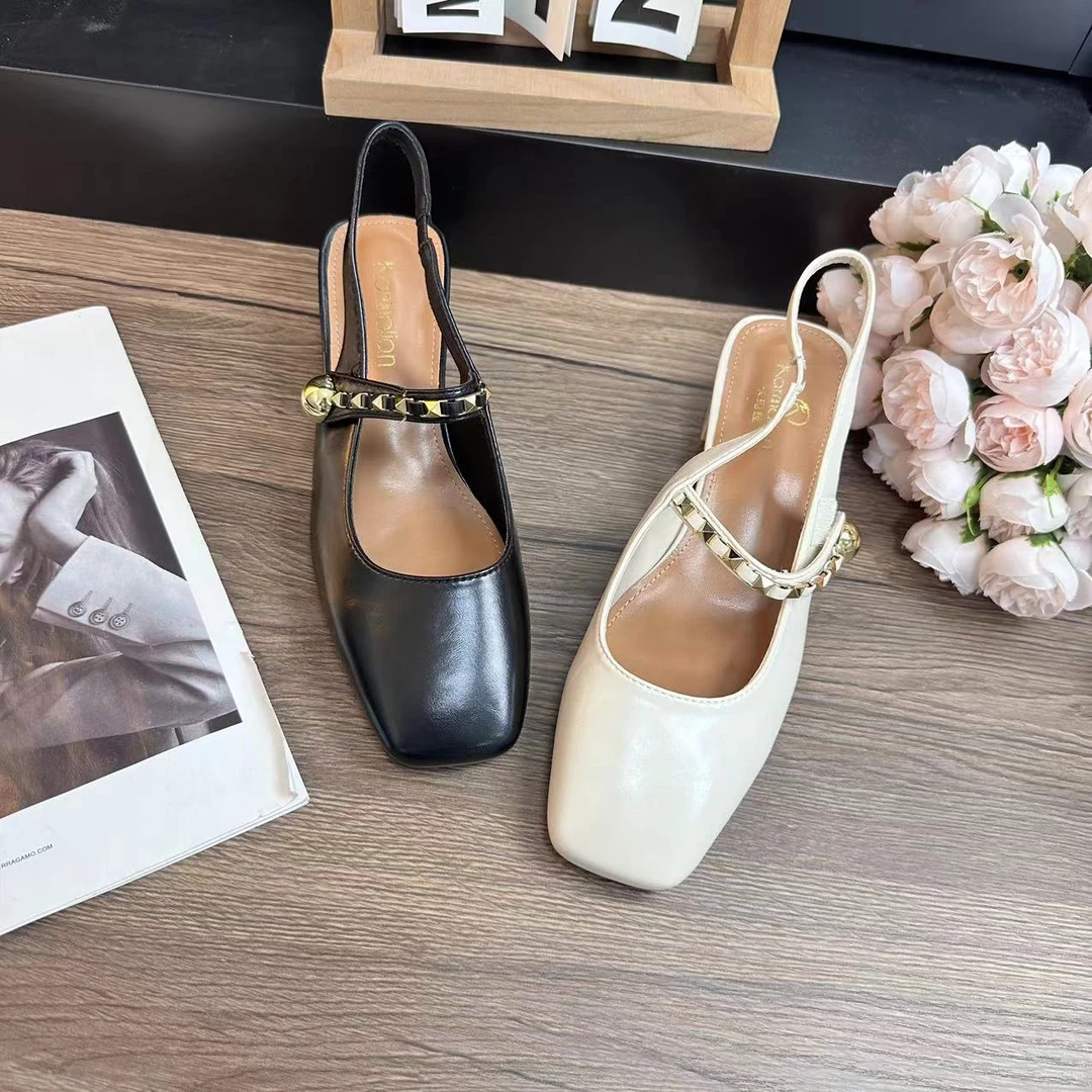 夏季新品复古法式玛丽珍方头气质时尚女鞋凉鞋粗跟113030